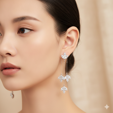 Silver Marquise Crystal Chandelier Earrings