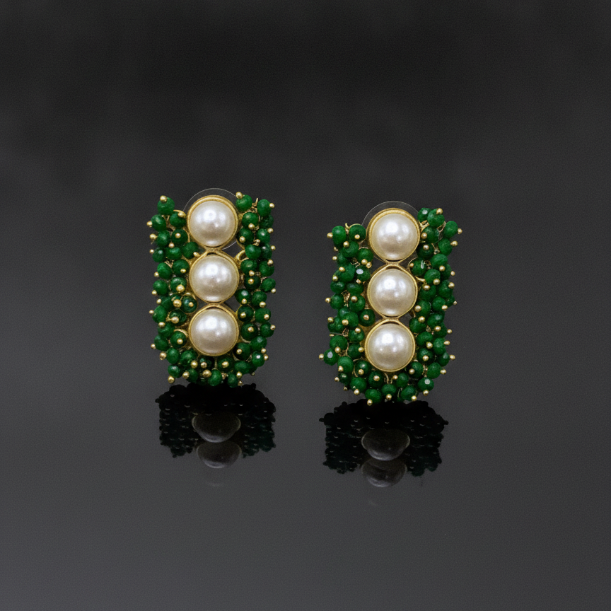 Pearl and Coral Cluster Studs