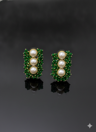 Pearl and Coral Cluster Studs