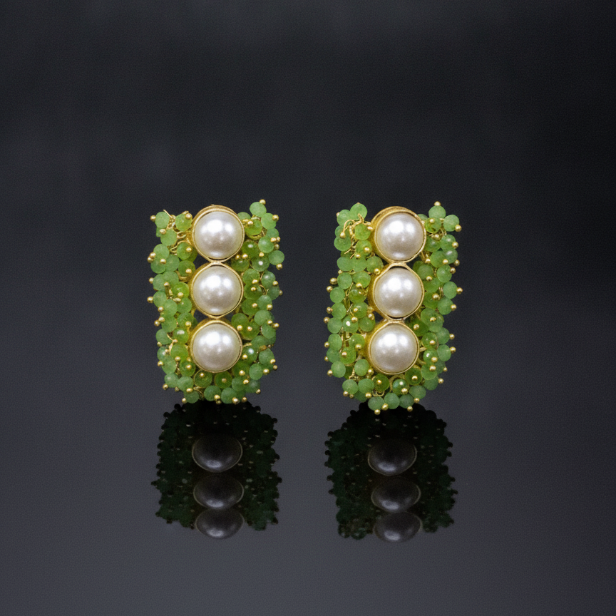 Pearl and Coral Cluster Studs