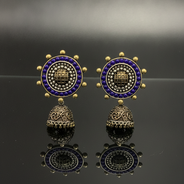 Mayura Oxidized Mandala Jhumka Earrings