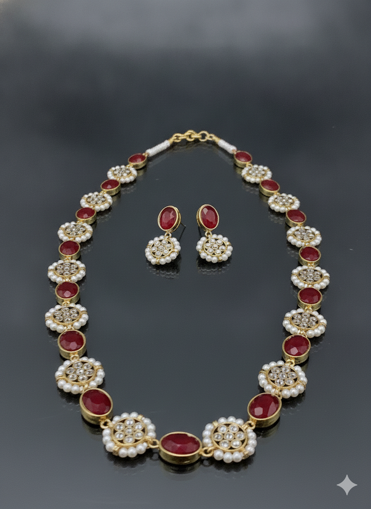 Premium Kundan Pearl Mala Set with Matching Earrings