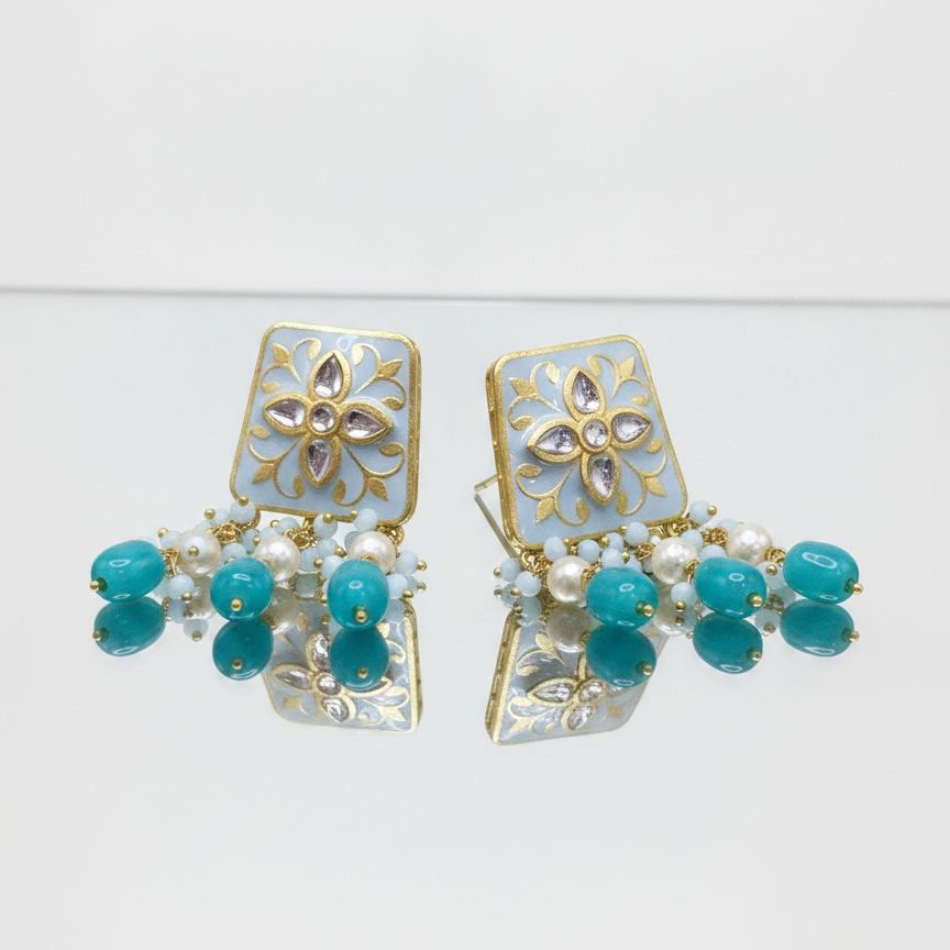 Meenakari Kundan Drop Earrings