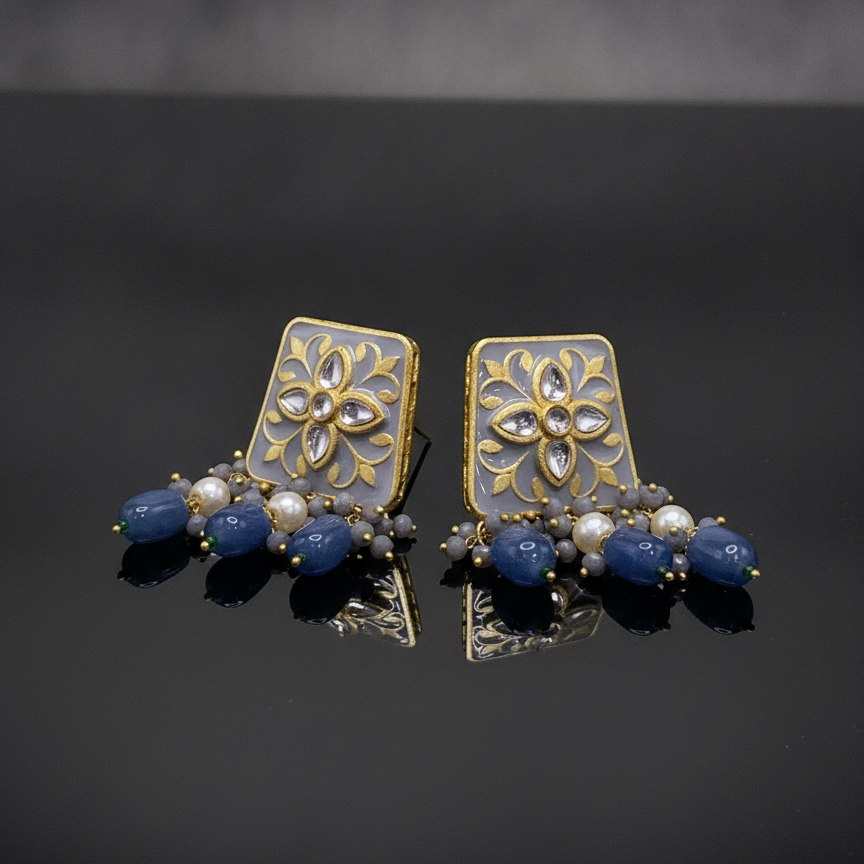 Meenakari Kundan Drop Earrings