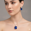 Royal Blue Cushion Pendant Set