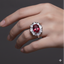 Royal Ruby Baguette Halo Ring