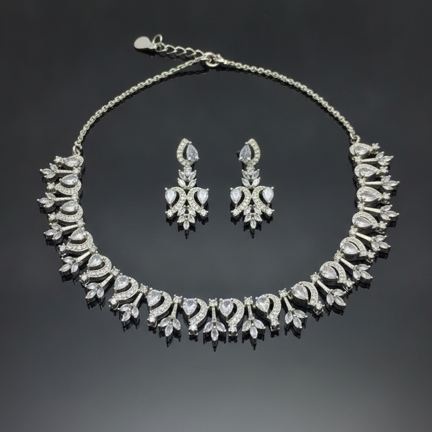 Floral Pear & Marquise Choker Set