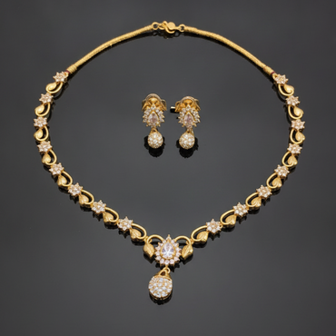 Gold Dainty Floral Necklace Set