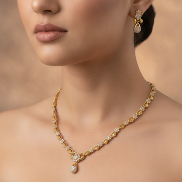 Gold Dainty Floral Necklace Set