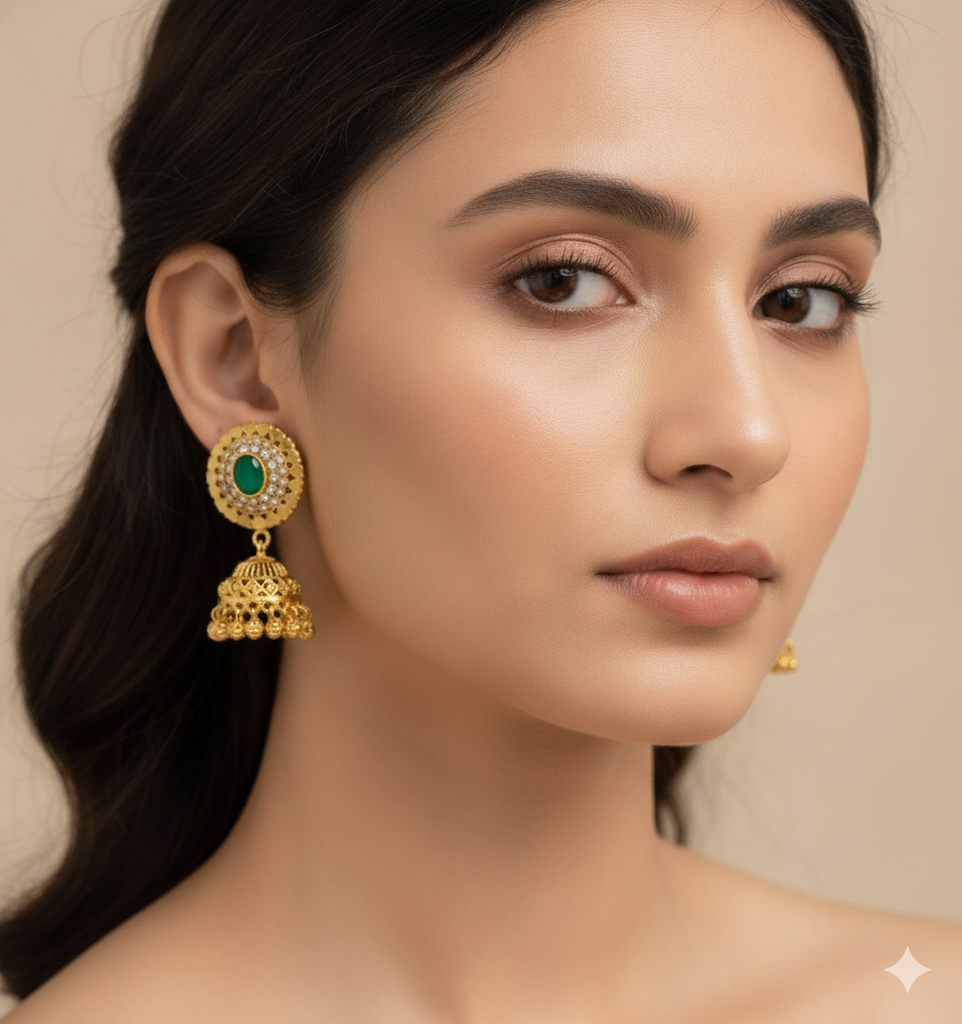Antique Champagne Crystal Jhumkas