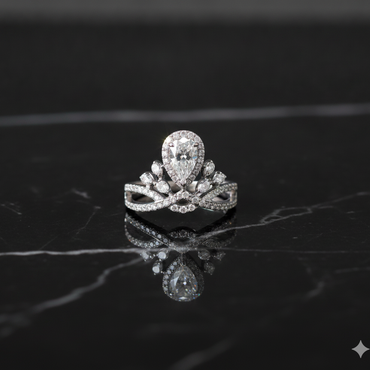 Platinum Pear Tiara Crown Ring