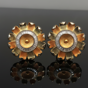 Luxury Gold Plated American Diamond Floral Studs