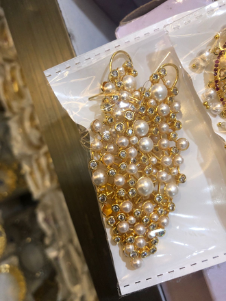 Luxury Gold Plated American Diamond Pearl Earrings