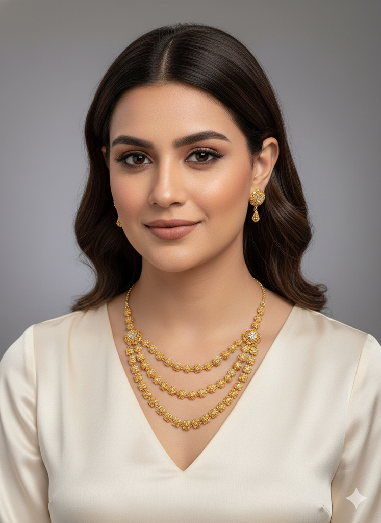 Premium Gold Plated 3 Layers Traditional Jewelry Set