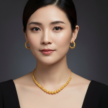 Elegant Gold Beaded Minimal Necklace Jewelry Set