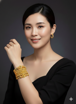 Luxury Real Gold Look Traditional Bangles Set