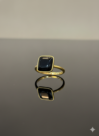 Luxury Antique Stainless Steel Black Stone Ring