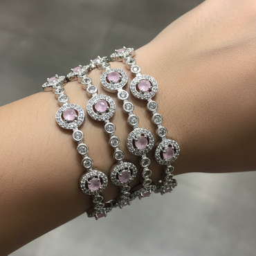 American Diamond Pink Stone Bangles Set – Bridal Wedding Jewelry