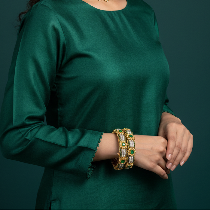 Openable Traditional Green Bangles – Bridal Jewelry Pakistan
