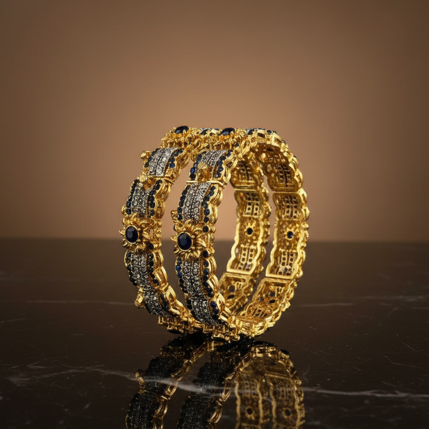 Openable Black Gold Traditional Bangles – Bridal Jewelry Pakistan