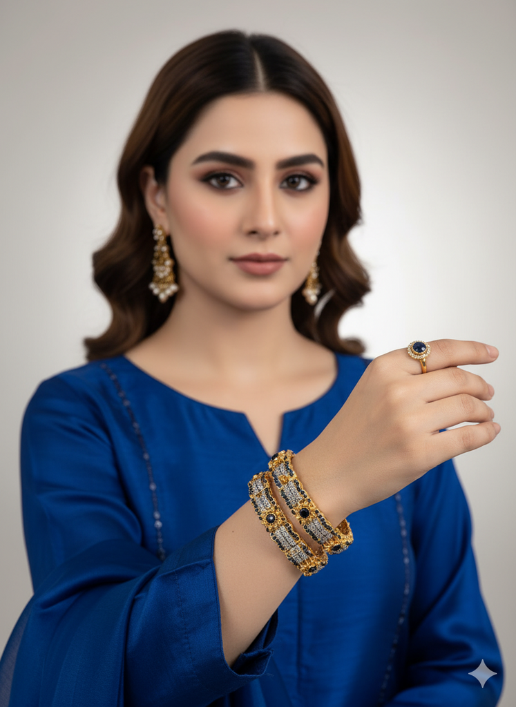 Openable Black Gold Traditional Bangles – Bridal Jewelry Pakistan