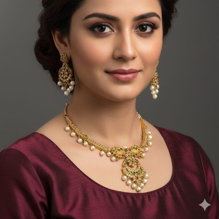 Luxury Zircon Antique Jewelry Set – Bridal Elegance Pakistan