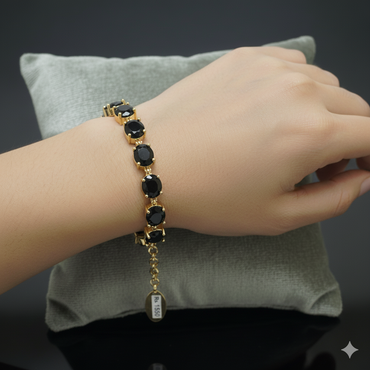 B195 – Black & Gold Luxe Tennis Bracelet