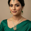 Green Stone Pearl Drop Bridal Jewelry Set