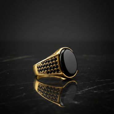 Black oval signet ring
