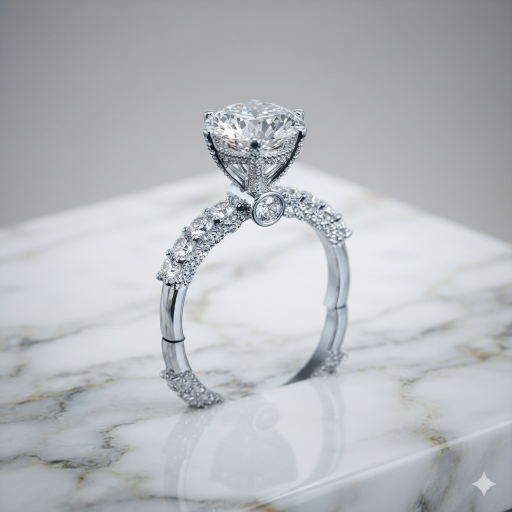 Round Solitaire Cathedral Ring