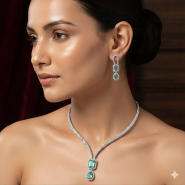 Halo Pendant Pave Necklace & Earring Set