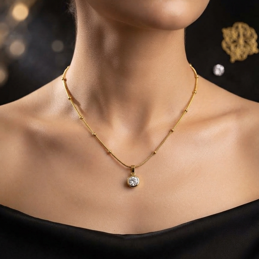 Solitaire Bezel Necklace