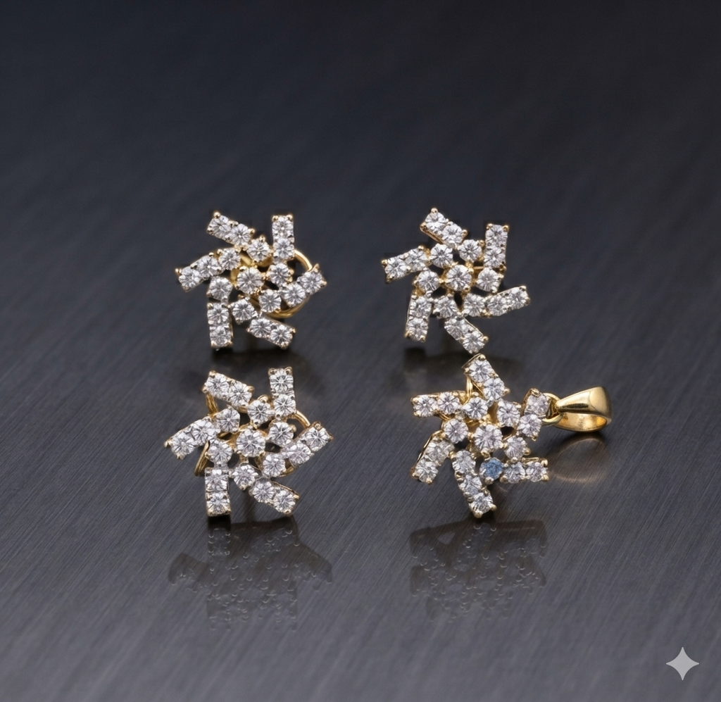 Crystal Pinwheel Jewelry Set