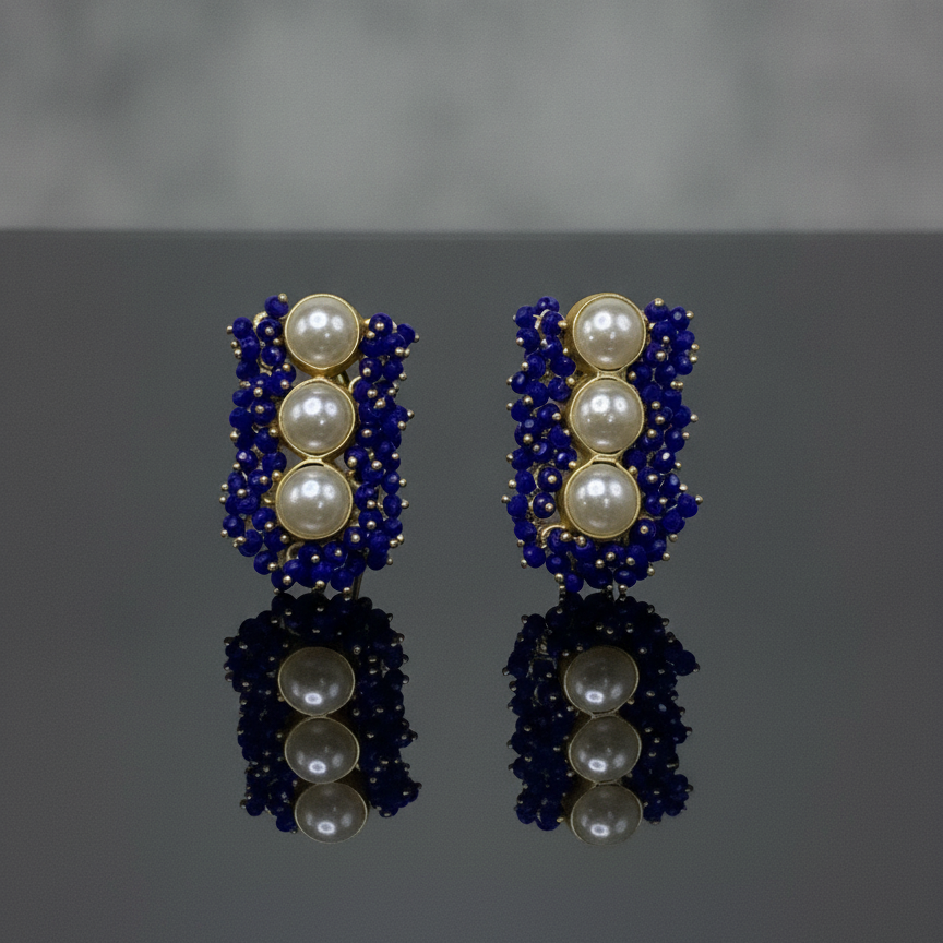 Pearl and Coral Cluster Studs