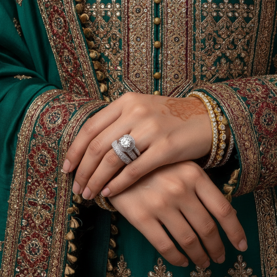 Platinum Pavé Solitaire Bridal Set