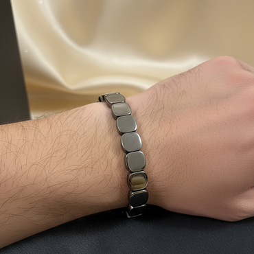 Black Stone Square Bead Bracelet