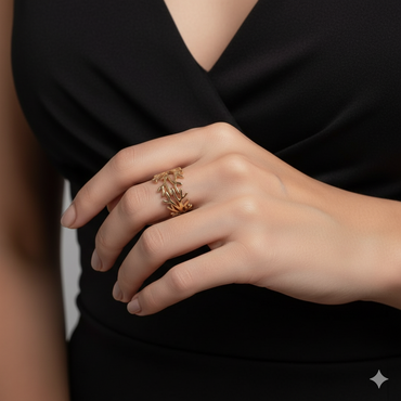 Gold Tone Delicate Coral Branch Statement Ring – Rs. 1,850