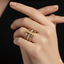 Designer Inspired Intersecting Bar Crystal Cocktail Ring – Rs. 2,450