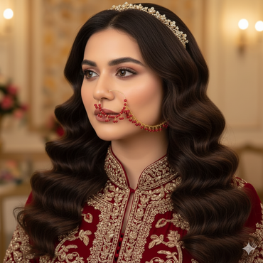 Red Beaded Bridal Nath – Rs. 350