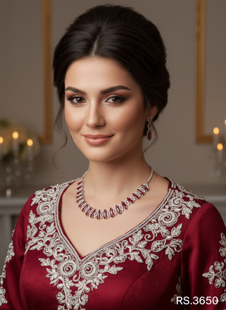 American Diamond Ruby Necklace – Rs. 3650