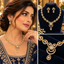Gold-Tone Teardrop Crystal Necklace and Earrings Set