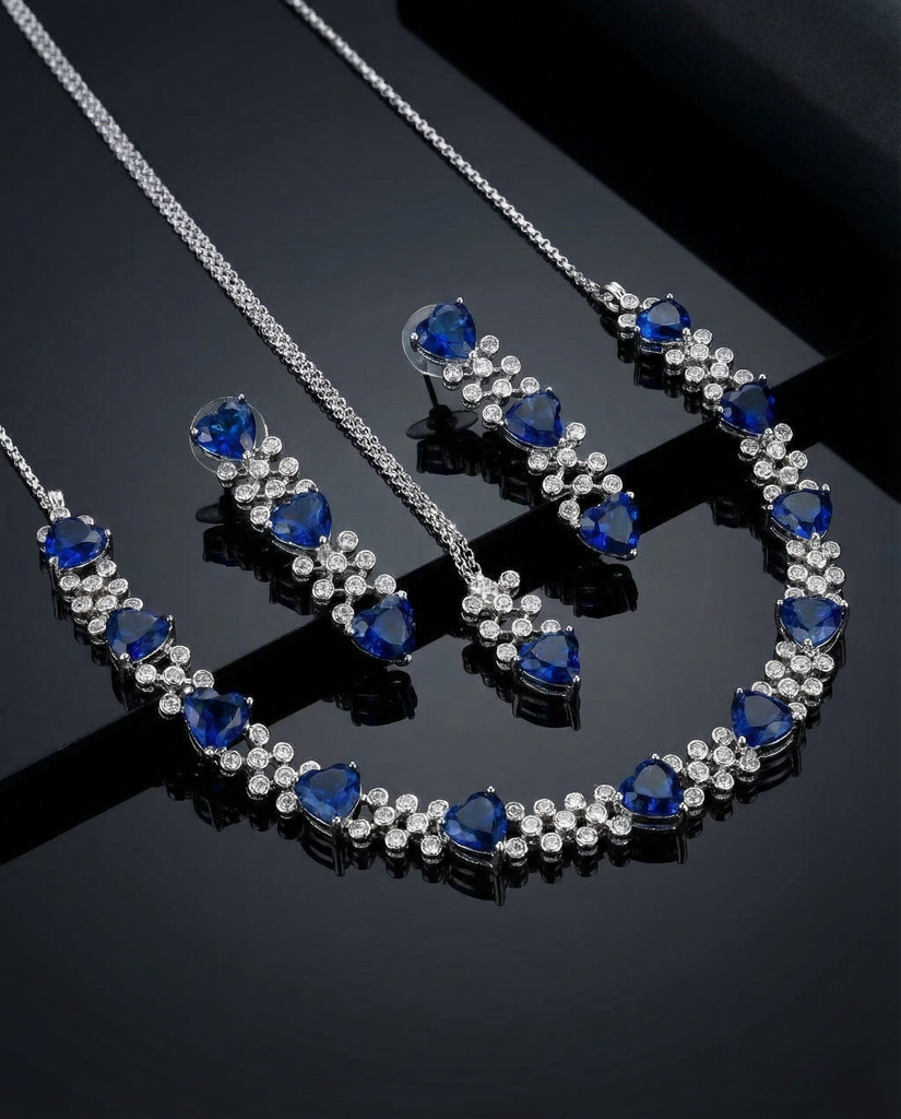 Heart Cut American Diamond Luxury Set – Bridal Jewelry Pakistan Sale