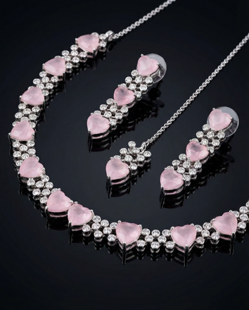 Heart Cut American Diamond Luxury Set – Bridal Jewelry Pakistan Sale