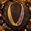 Imported mala necklace with gold-tone and multicolour textured strands, twisted front and an extension chain