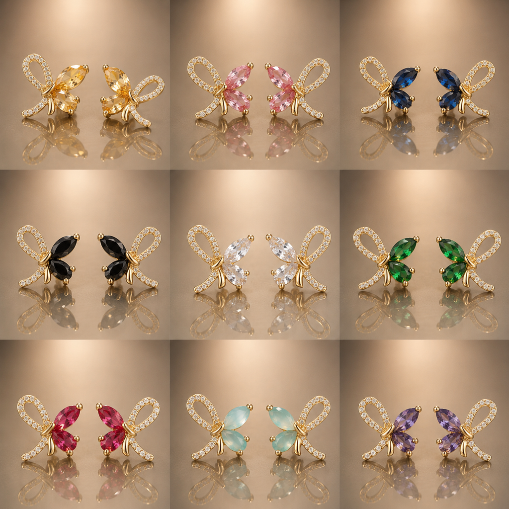 Dragonfly Bow Stud Earrings - all color variants