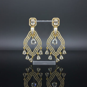 Sparkling White American Diamond Dangling Earrings