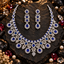 Royal Blue American Diamond Floral Bridal Necklace & Earrings Set