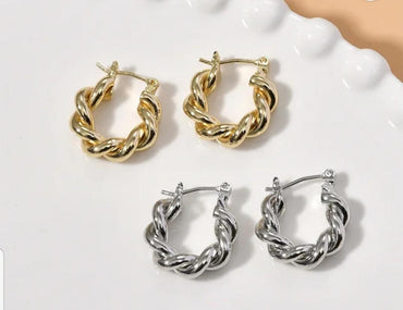 Twisted Rope Hoop Earrings – Gold Plated Stylish Hoops