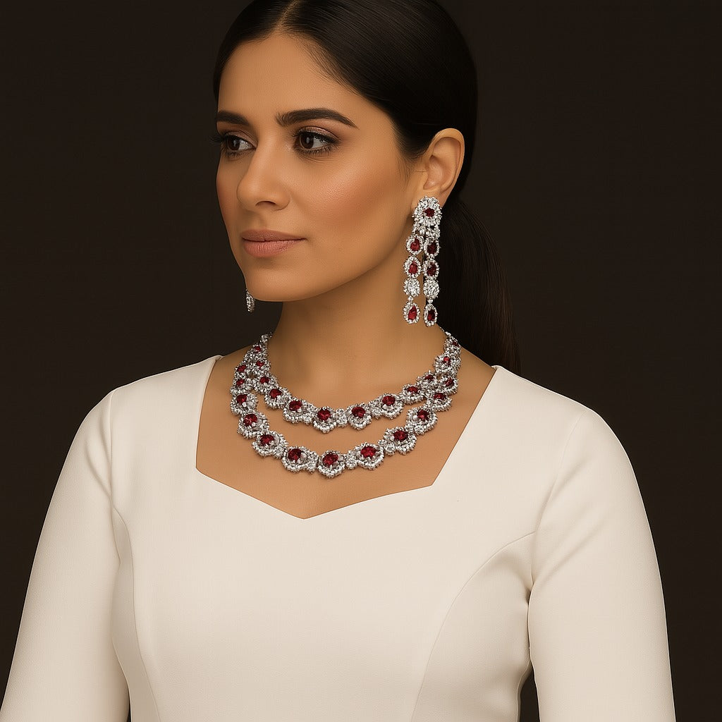 Double-Layered Ruby Set – Rs. 9,650