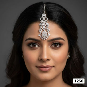 American Diamond Maang Tikka – Bridal Forehead Jewelry
